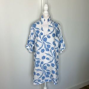 Emily McCarthy Poppy Dress Tulip Twist Size XS Blue & White Spring Summer